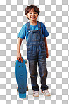 An adorable little asian boy looking happy while holding his skateboard against an orange background. Cute boy wearing casual clothes smiling as he holds his skateboard. Cute child having fun