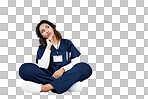 Nurse, sitting or thinking of hospital treatment, medicine innovation or surgery planning on mock up wall. Doctor, woman or healthcare worker and ideas, vision or decision for wellness life insurance