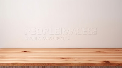 Empty wooden table and white copyspace background. Product display montage