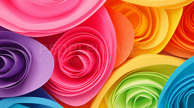 Colorful paper flowers background. DIY craft poster card wallpaper