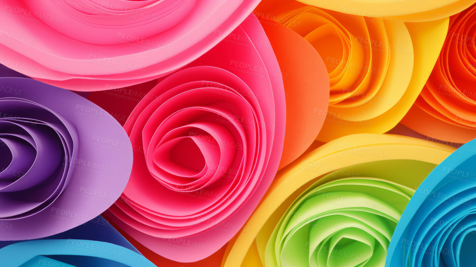 Buy stock photo Colorful paper flowers background. DIY craft poster card wallpaper