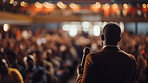 People at conference listen to speaker lecture in conference hall. Business entrepreneurship concept