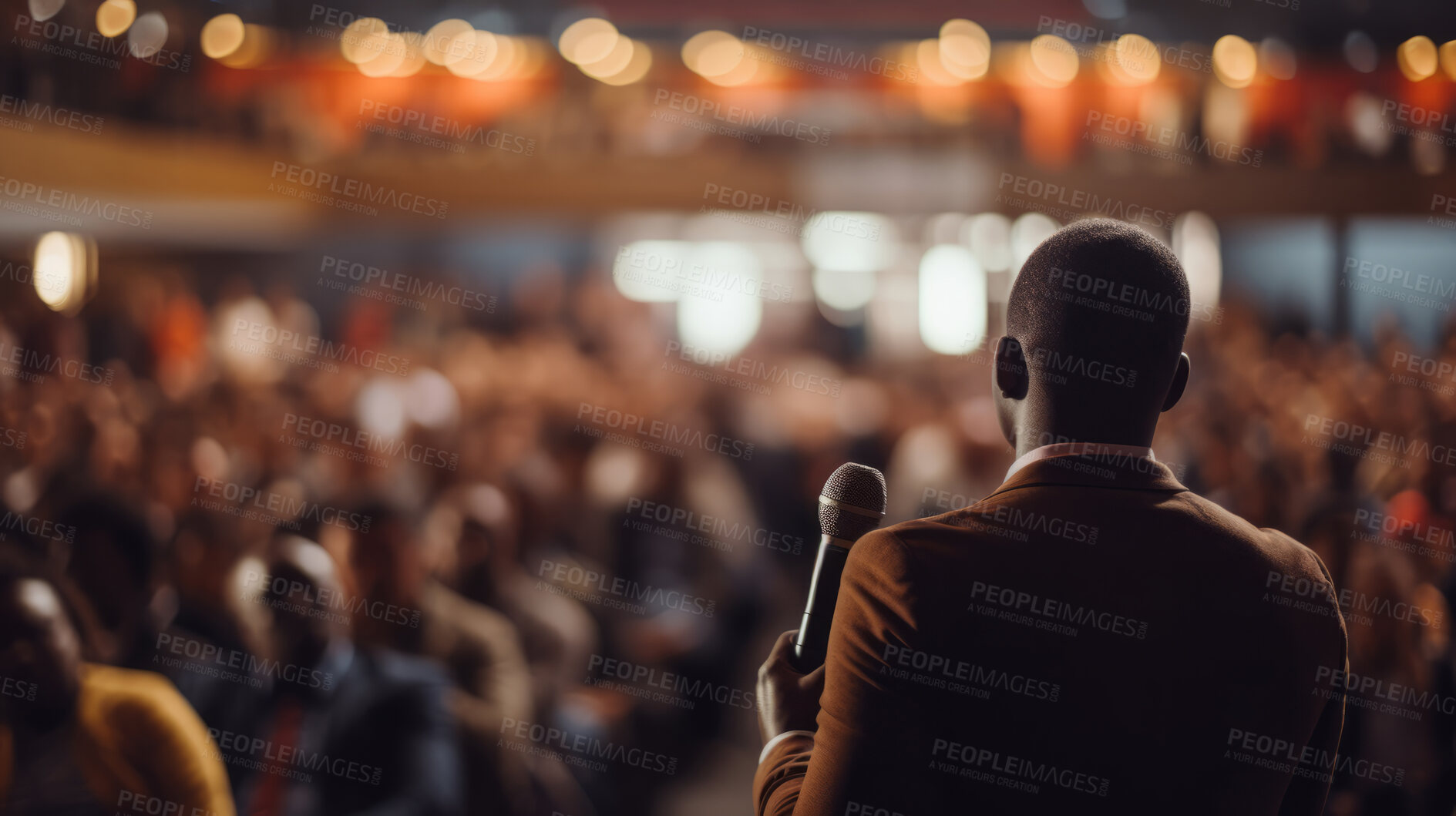 Buy stock photo People at conference listen to speaker lecture in conference hall. Business entrepreneurship concept