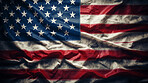 Dirty flag, vivid red and blue colour in lowlight. Red, white and blue United states patriotism.