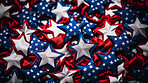 Close-up stars of American flag. Stars in patriotic red, blue and white colours.
