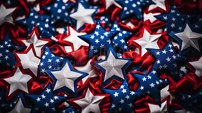Close-up stars of American flag. Stars in patriotic red, blue and white colours.