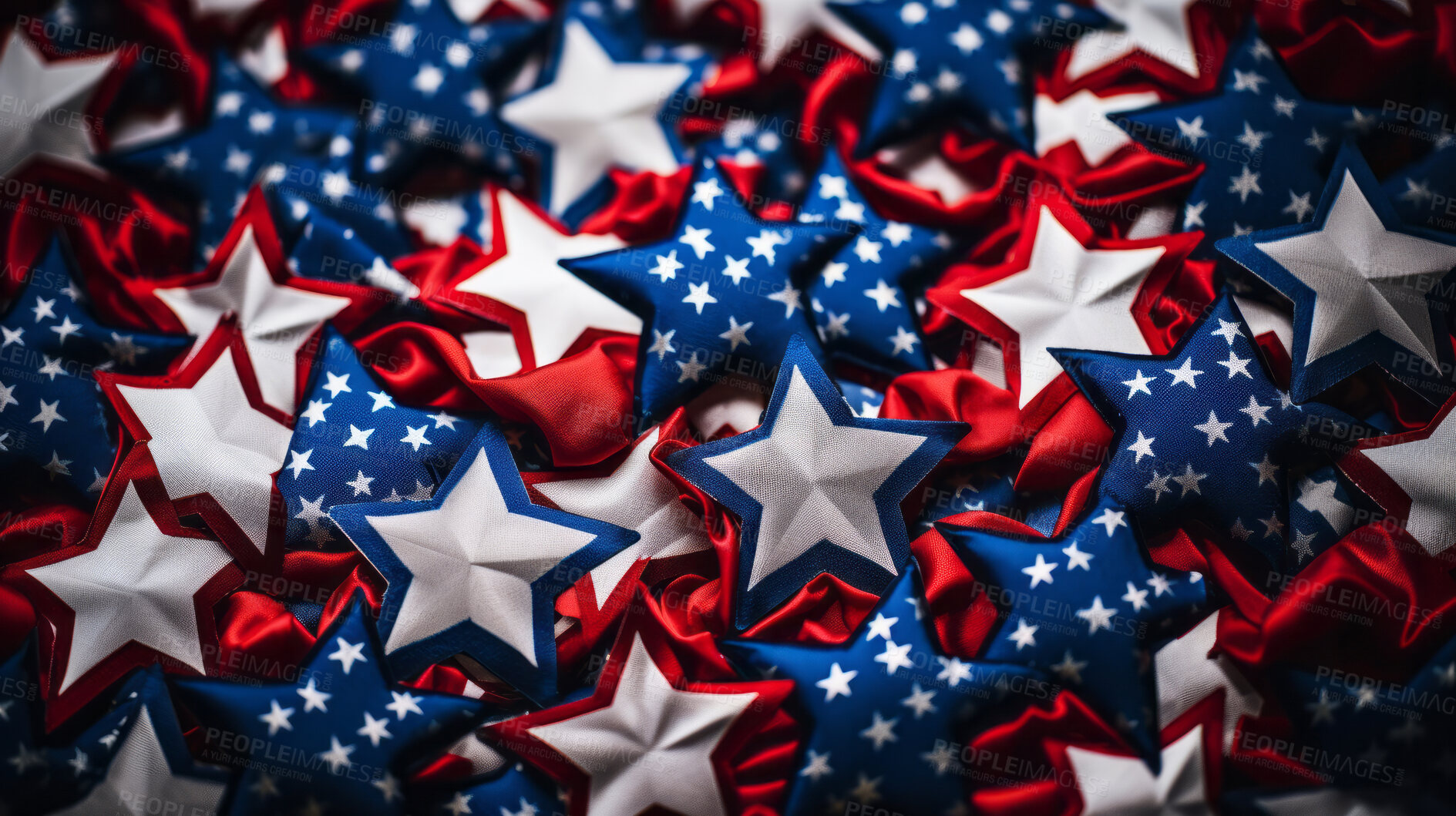 Buy stock photo Close-up stars of American flag. Stars in patriotic red, blue and white colours.