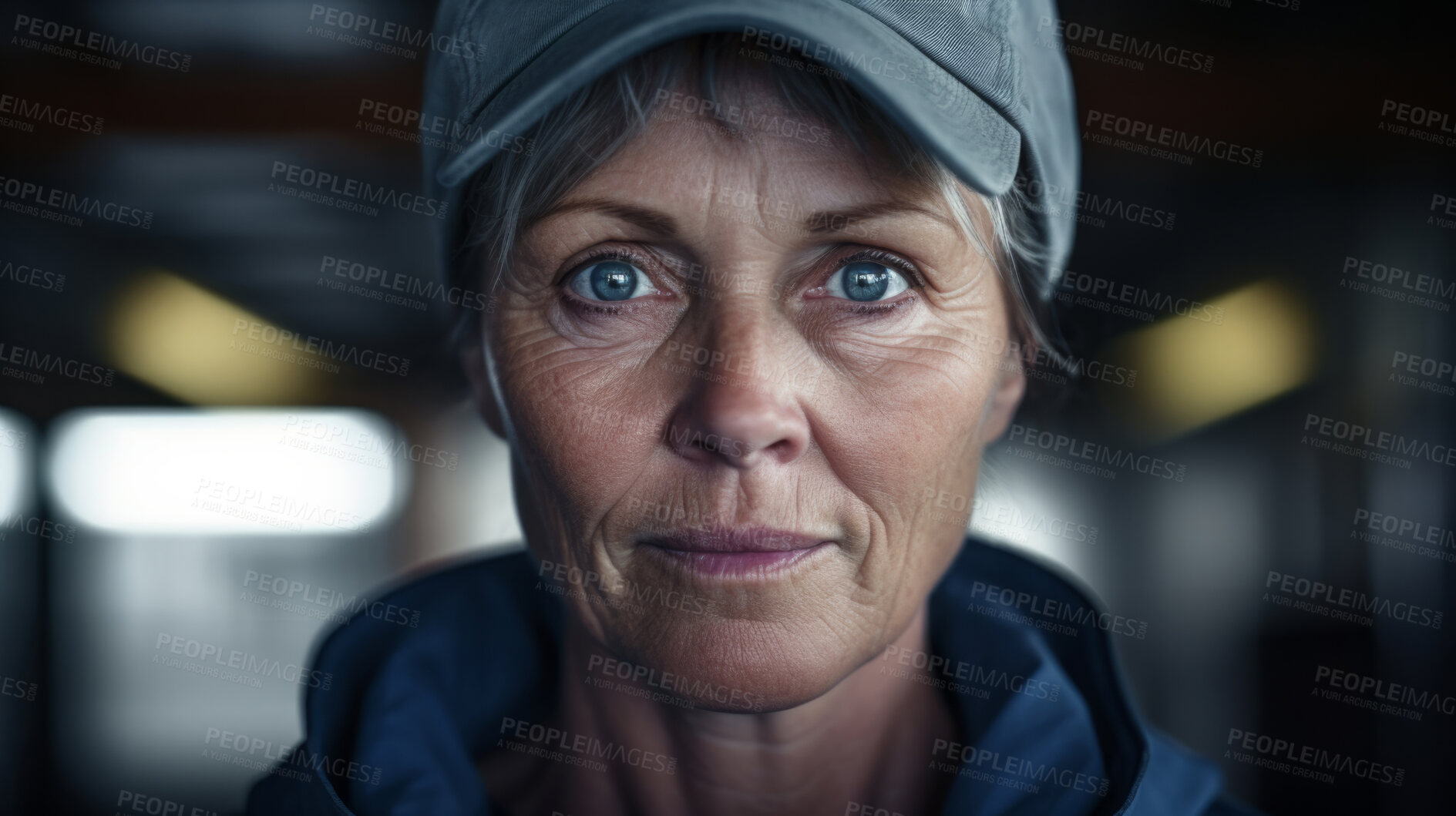 Buy stock photo Confident serious mature older woman in warehouse. Worker, supervisor and industrial contractor at project