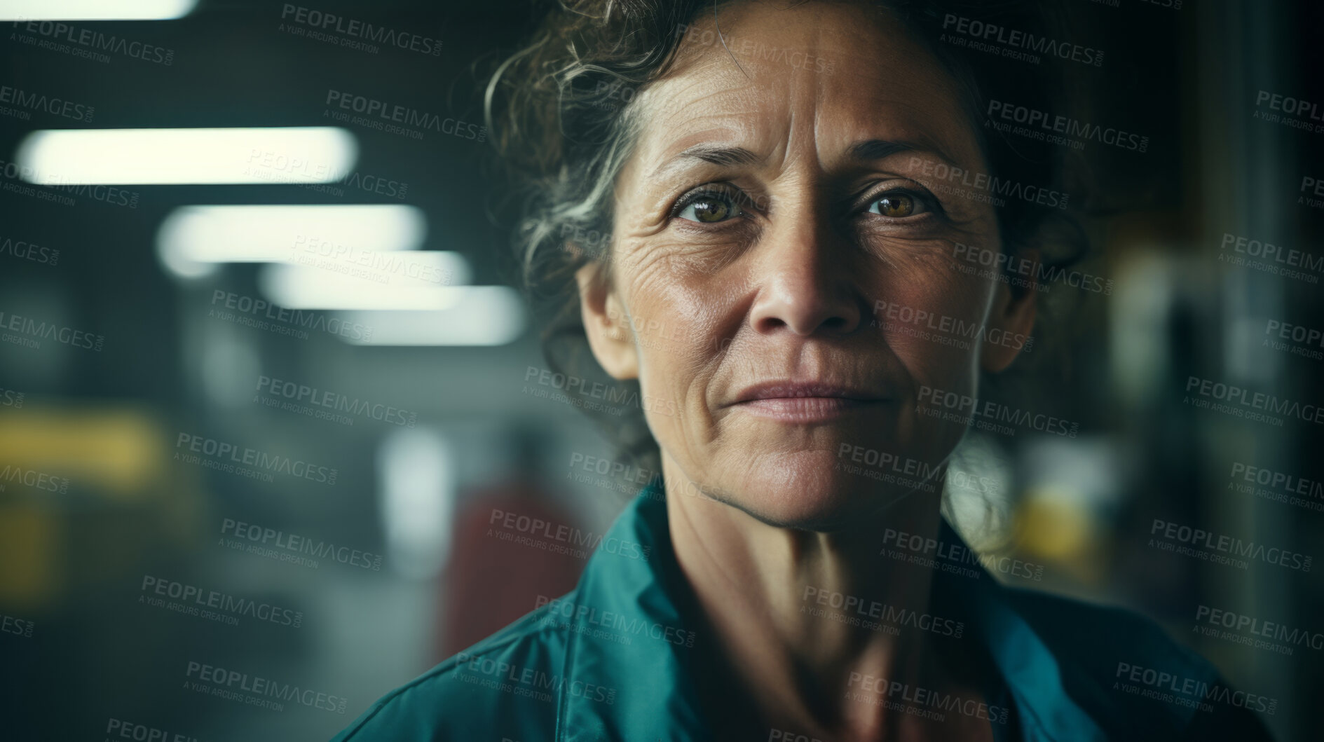 Buy stock photo Confident serious mature older woman in warehouse. Worker, supervisor and industrial contractor at project