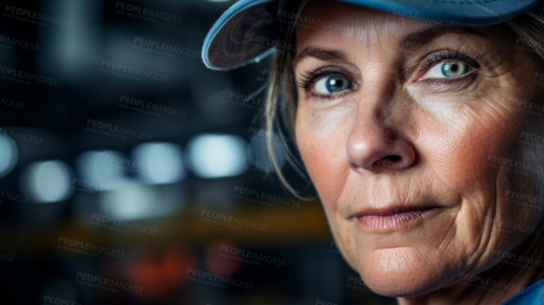 Buy stock photo Confident serious mature older woman in warehouse. Worker, supervisor and industrial contractor at project