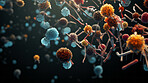 Close up of bacteria and virus cells. Biology, Science medicine background