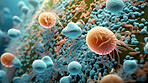 Close up of bacteria and virus cells. Biology, Science medicine background