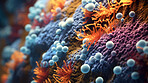 Close up of bacteria and virus cells. Biology, Science medicine background