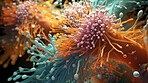 Close up of bacteria and virus cells. Biology, Science medicine background