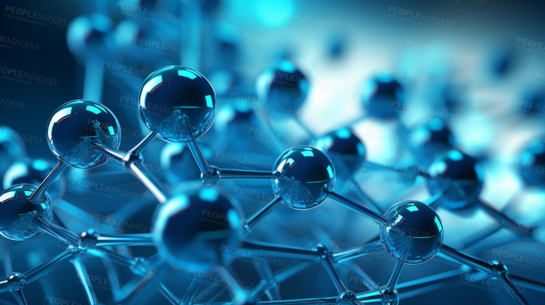 Buy stock photo Molecule abstract model. Science research in medicine or nanotechnology.