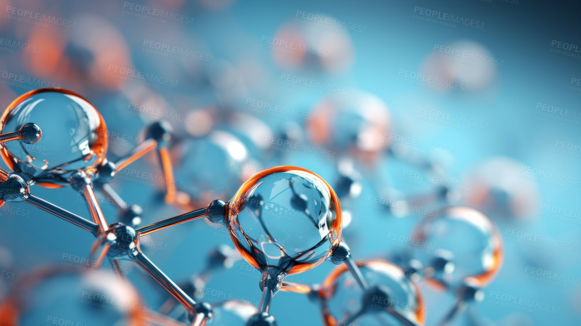 Buy stock photo Molecule abstract model. Science research in medicine or nanotechnology.