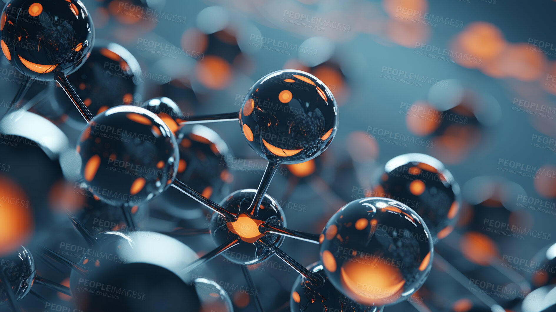 Buy stock photo Molecule abstract model. Science research in medicine or nanotechnology.