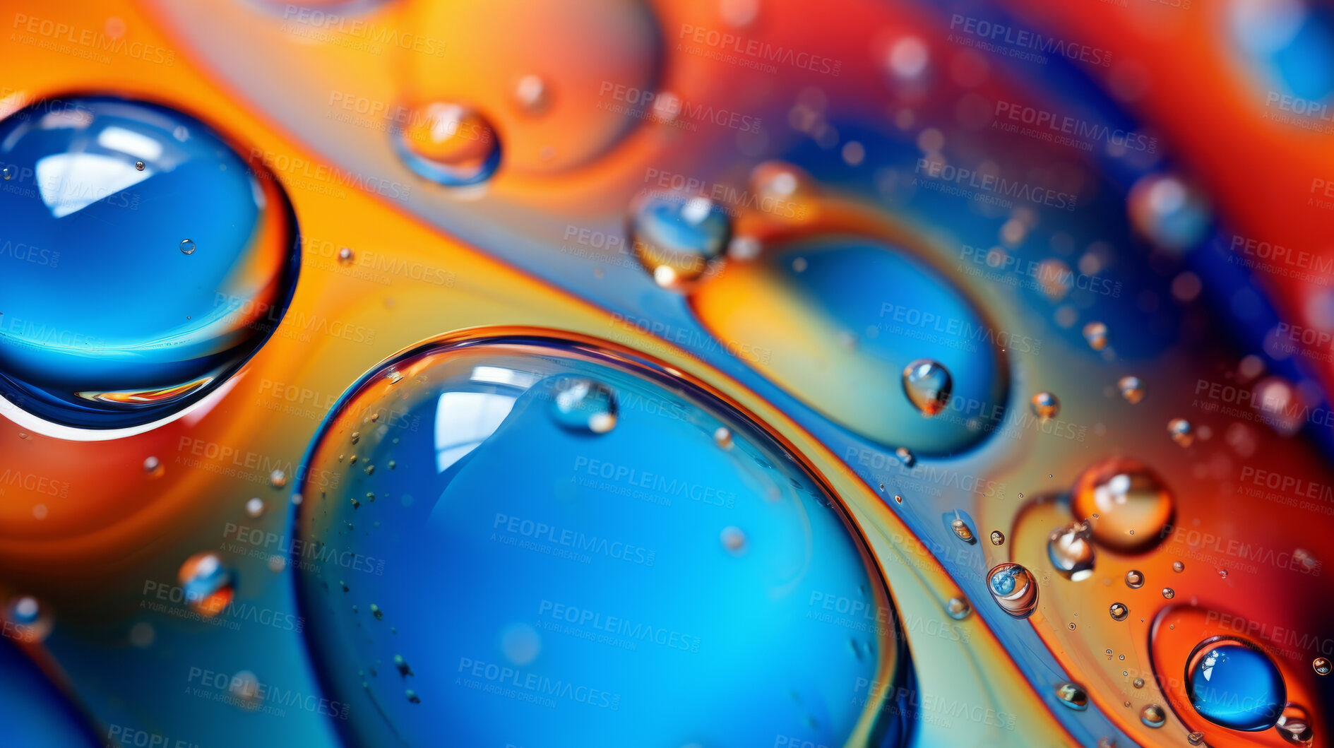 Buy stock photo Oil and water abstract background. Colorful mix of oil and liquid bubbles.