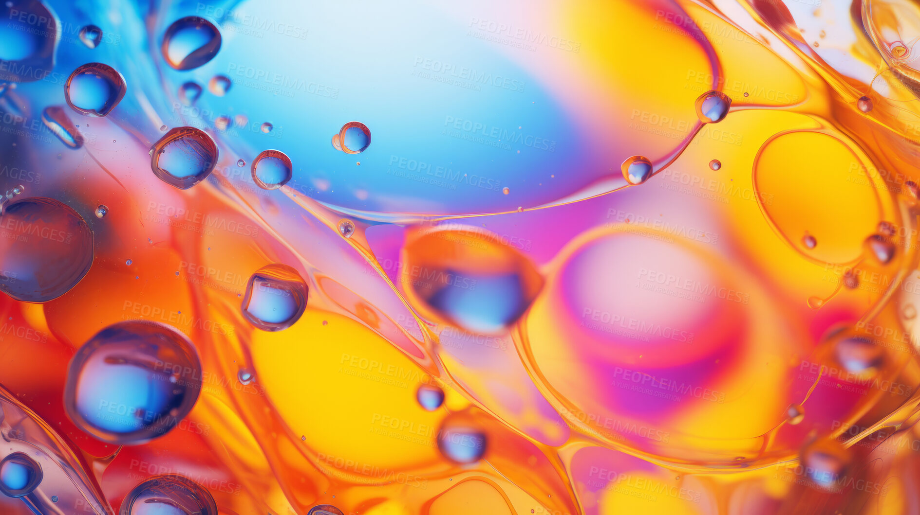 Buy stock photo Oil and water abstract background. Colorful mix of oil and liquid bubbles.