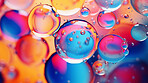 Oil and water abstract background. Colorful mix of oil and liquid bubbles.