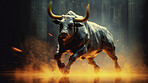 Bull as stock market exchange concept. Financial trading technology.