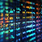 Digital stock exchange market chart. Colorful numbers of market price changes