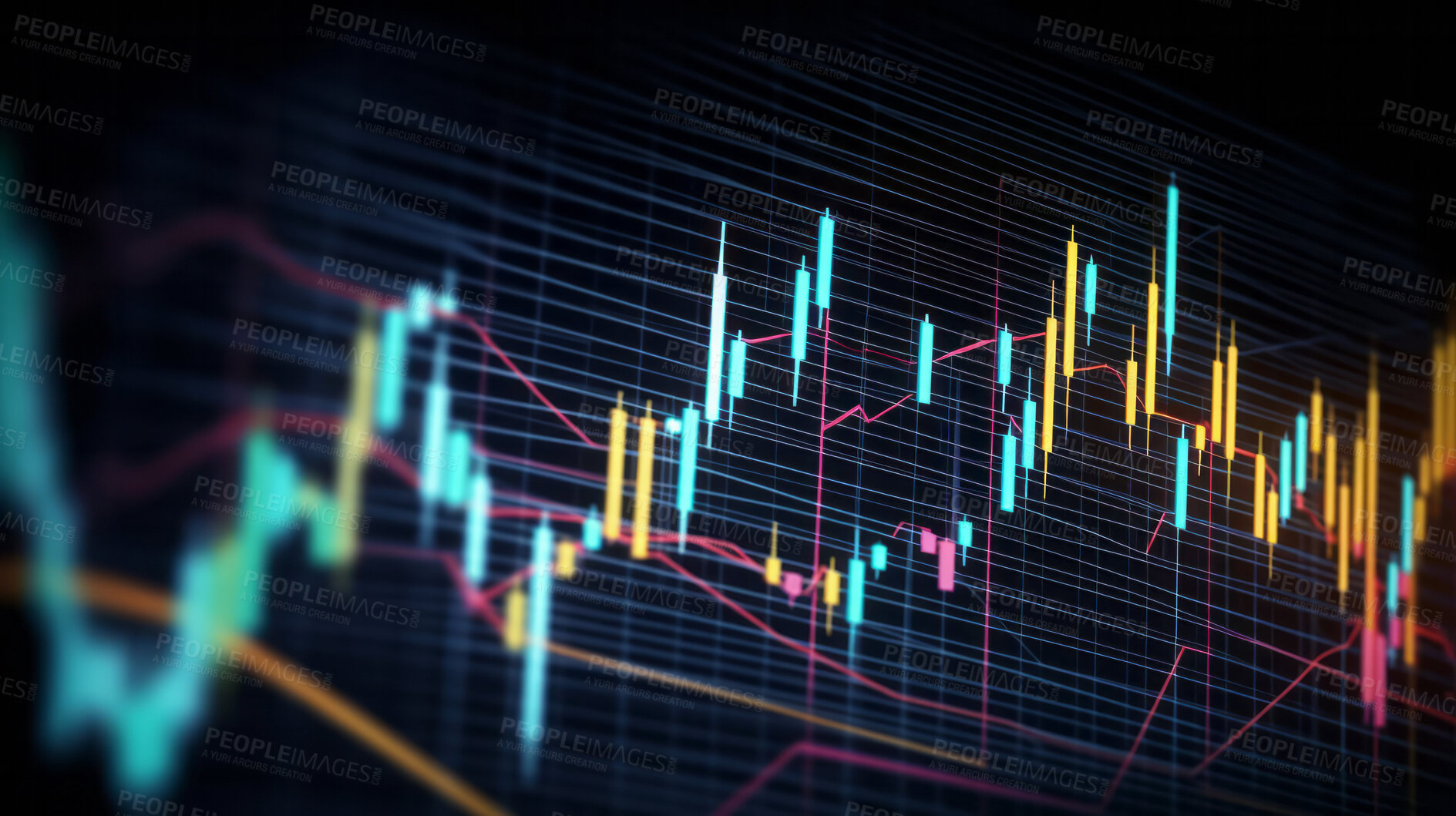 Buy stock photo Business candle stick graph chart of stock market investment trading. Growth and changes concept