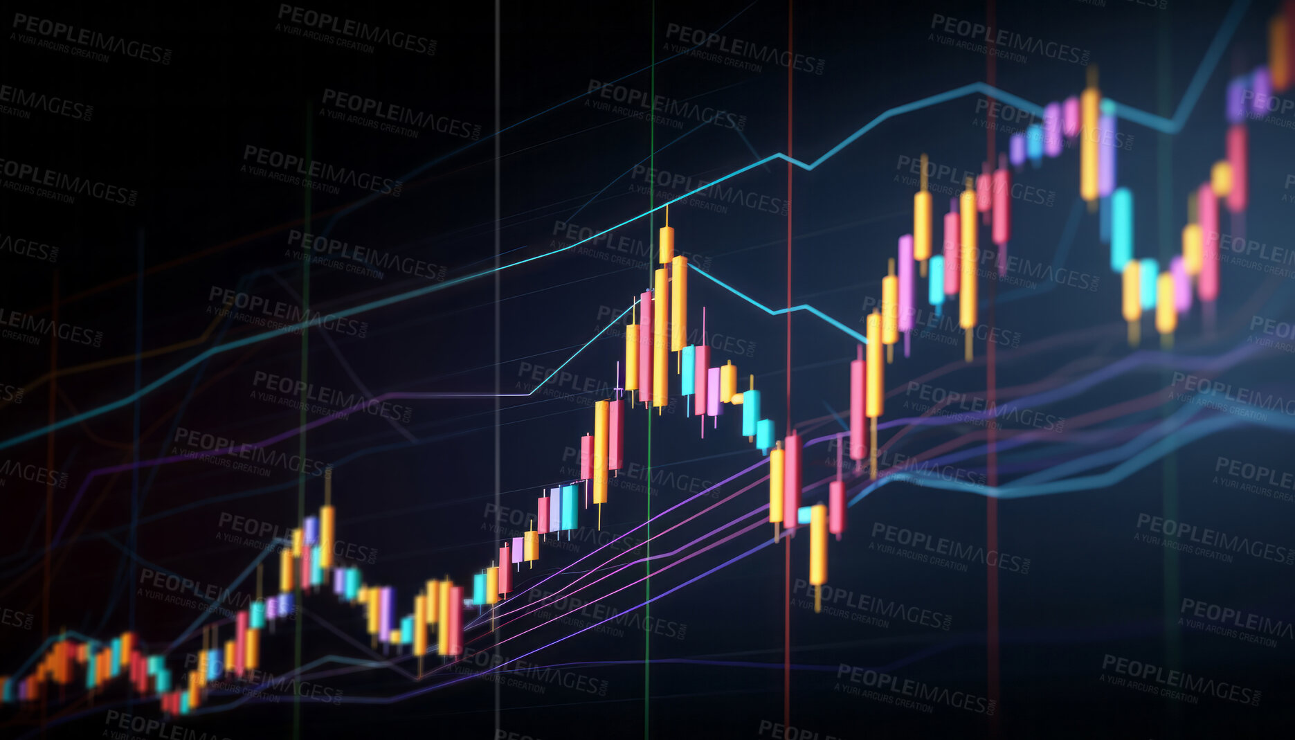 Buy stock photo Business candle stick graph chart of stock market investment trading. Growth and changes concept