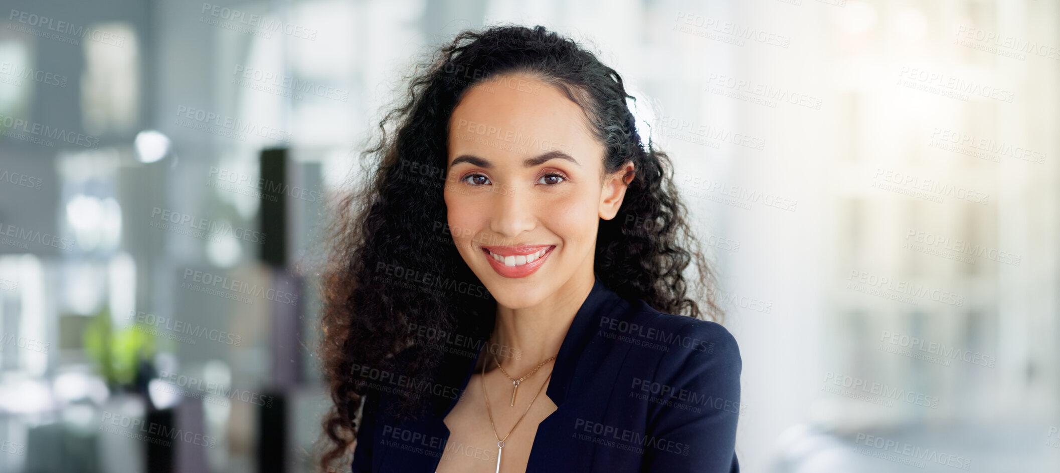 Buy stock photo Face, smile and business woman in office with pride for career, job or profession. Boss, entrepreneur and portrait of happy, confident and proud female professional from Brazil with success mindset.