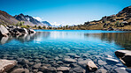 Views of beautiful lake on a colourful summer, autumn day.