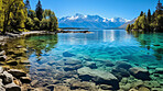 Views of beautiful lake on a colourful summer, autumn day.