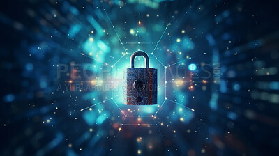 Cyber security, protection and data concept. Padlock for data business privacy