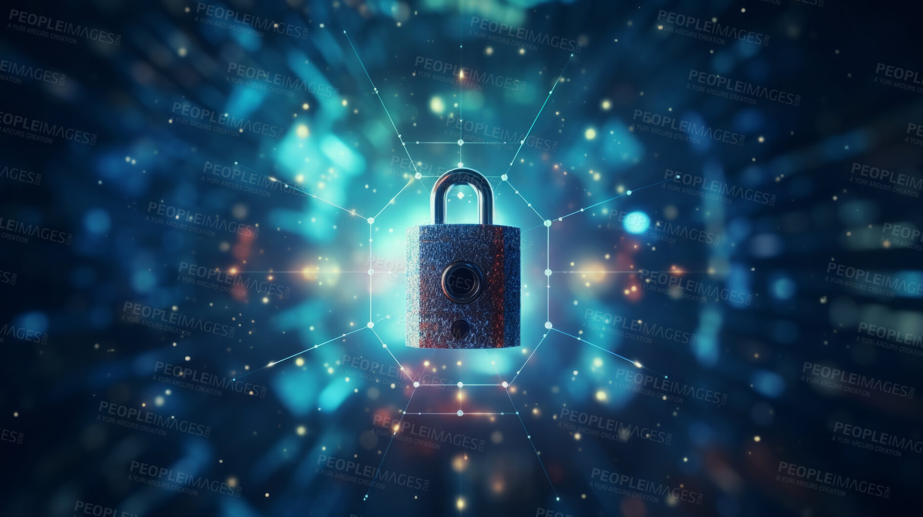 Buy stock photo Cyber security, protection and data concept. Padlock for data business privacy