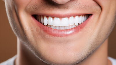 Closeup of smile with white teeth. Dental care, teeth whitening procedure at dentist.