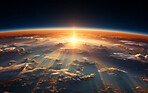 Aerial shot of sun rise over earth. Golden hour concept.Aerial shot of sun rise over earth. Golden hour concept.