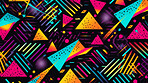 Colorful 80s or 90s Retro pattern, shapes and design for print, textile or background