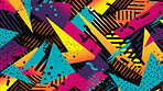 Colorful 80s or 90s Retro pattern, shapes and design for print, textile or background