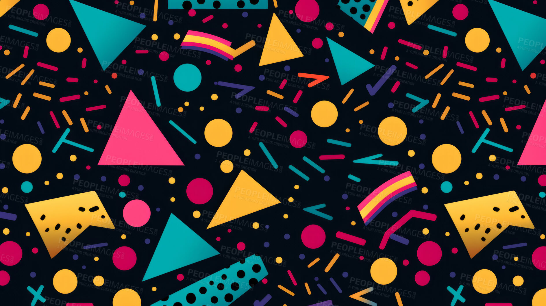 Buy stock photo Colorful 80s or 90s Retro pattern, shapes and design for print, textile or background