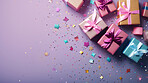 Gift box with ribbon and bow for birthday, anniversary or celebration with copy-space