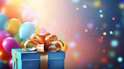 Gift box with ribbon and bow for birthday, anniversary or celebration with copy-space
