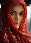 Close up. Muslim, Arab Saudi emirates woman, Portrait, Religion concept.