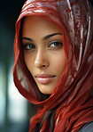 Close up. Muslim, Arab Saudi emirates woman, Portrait, Religion concept.