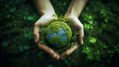 Close Up Earth in hands. Care of the Environment and planet. Sustainability and Earth Day