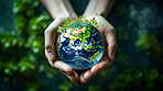 Close Up Earth in hands. Care of the Environment and planet. Sustainability and Earth Day