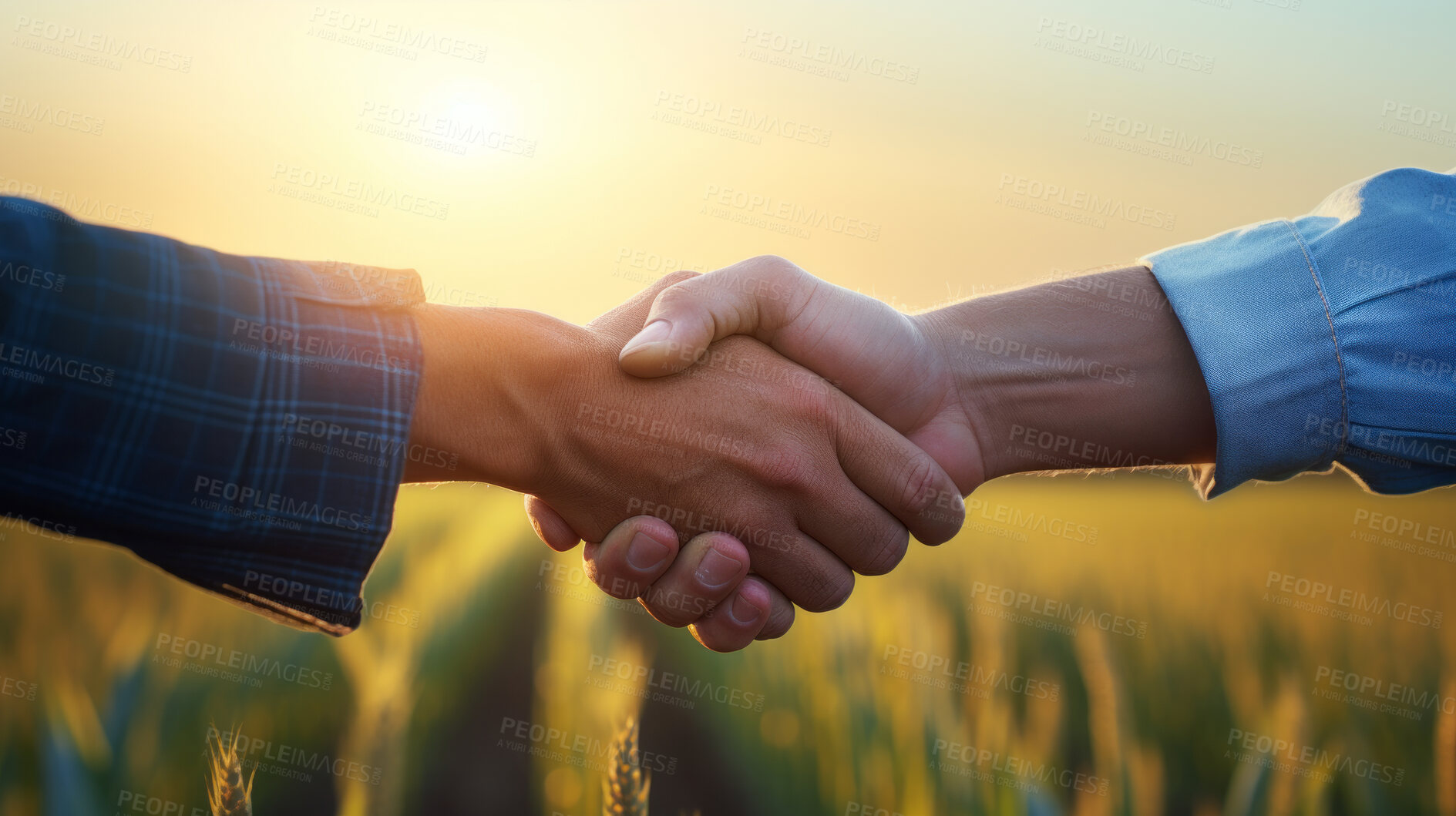 Buy stock photo Handshake. Farmer and Business man shaking hands. Agricultural business