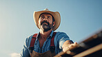 Portrait of a Farmer working on his farm. Low angle of a farmer or businessman