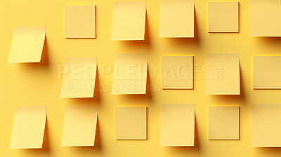 Buy stock photo Yellow sticky notes. Design post it for work memo reminders, business planning and scheduling