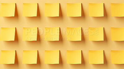 Buy stock photo Yellow sticky notes. Design post it for work memo reminders, business planning and scheduling