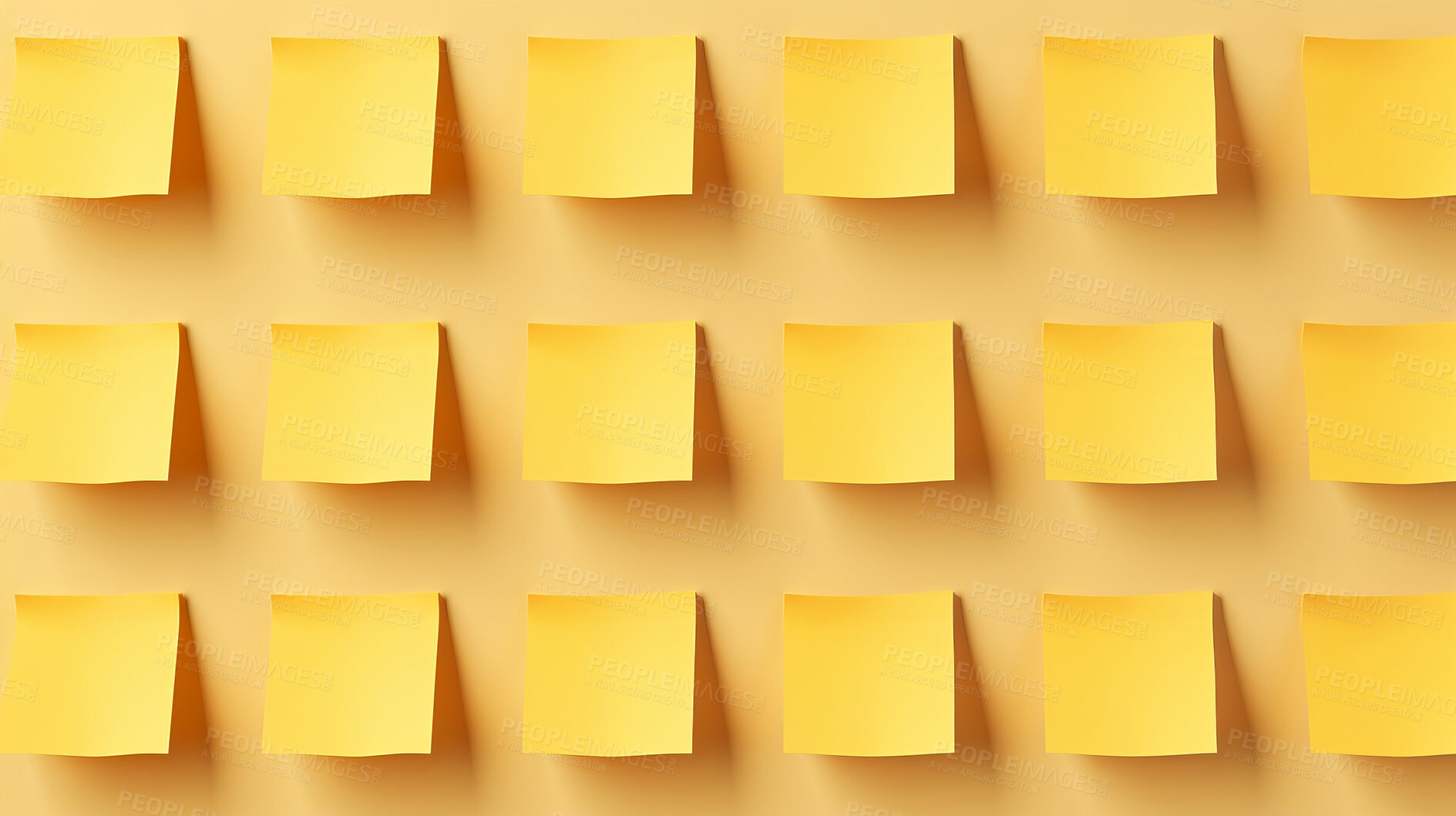 Buy stock photo Yellow sticky notes. Design post it for work memo reminders, business planning and scheduling