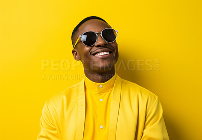 Buy stock photo Studio portrait of young priest wearing glasses on backdrop. Religious fashion concept.